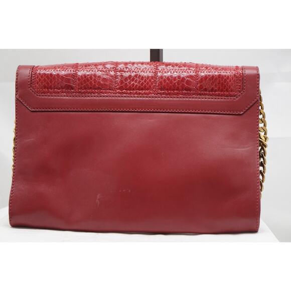 Jimmy Choo Red Leather and Python Cassie Shoulder Bag - Picture 4 of 7